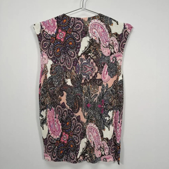Mandee Pink Paisley Ribbed Sleeveless Top L - Picture 3 of 4
